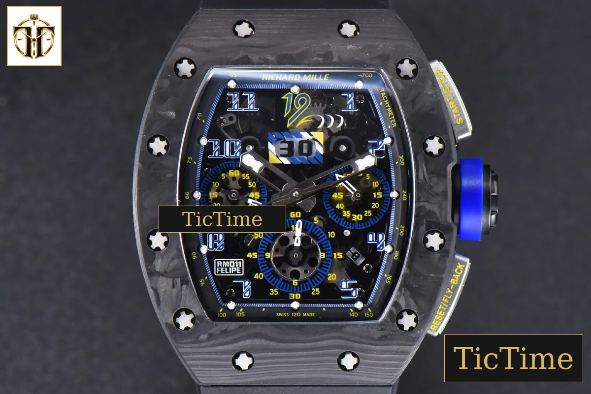 NTPT Chrono RM011 KVF Skeleton Dial Blue Crown Black Rubber Strap V2 A7750 — foto 2
