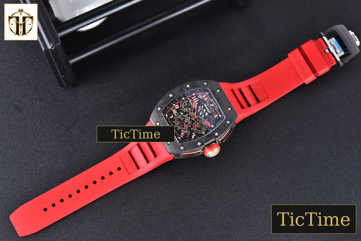 NTPT Chrono RM011 KVF Skeleton Dial Red Rubber Strap V2 A7750 — foto 21