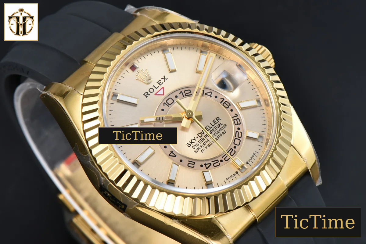 Sky-Dweller 336238 42mm ZF YG Case Gold Dial Rubber Oysterflex Strap (Tungsten) — foto 12
