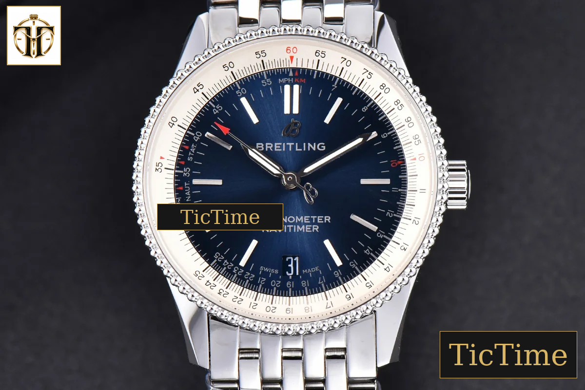 Navitimer 38mm TF SS Blue Dial White Bezel SS Bracelet A2824 — foto 2