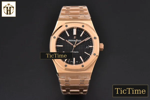 Foto frontal — Royal Oak 15400 41mm ZF RG Black Textured Dial RG Bracelet SA3120
