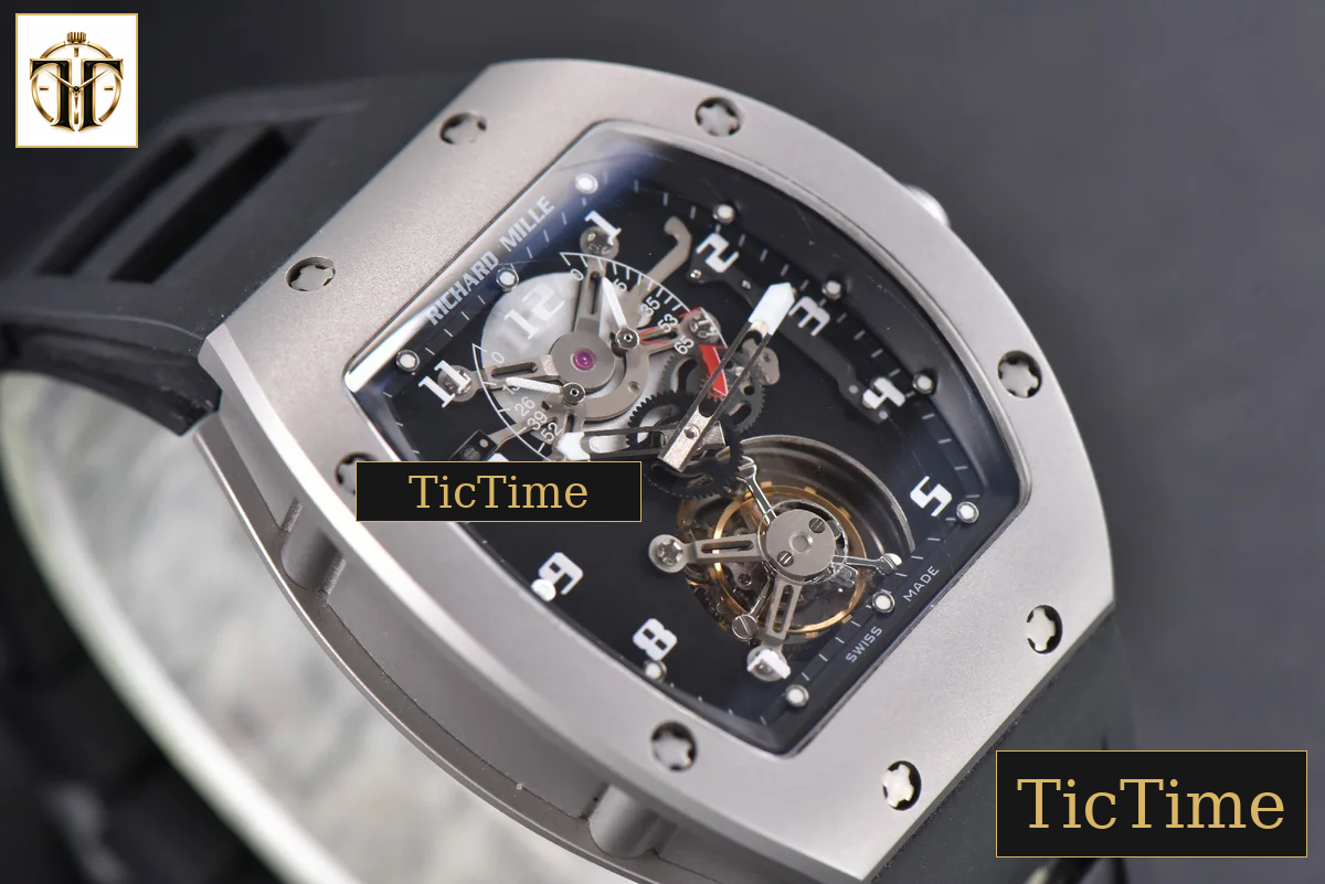 Tourbillon RM001 47mm JBF Titanium Black Skeleton Dial Black Rubber Strap — foto 10