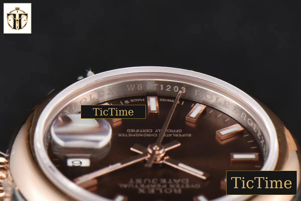 DateJust Ladies 28mm WF RG/SS Smooth Bezel Brown Dial Jubilee Bracelet A2236 — foto 15