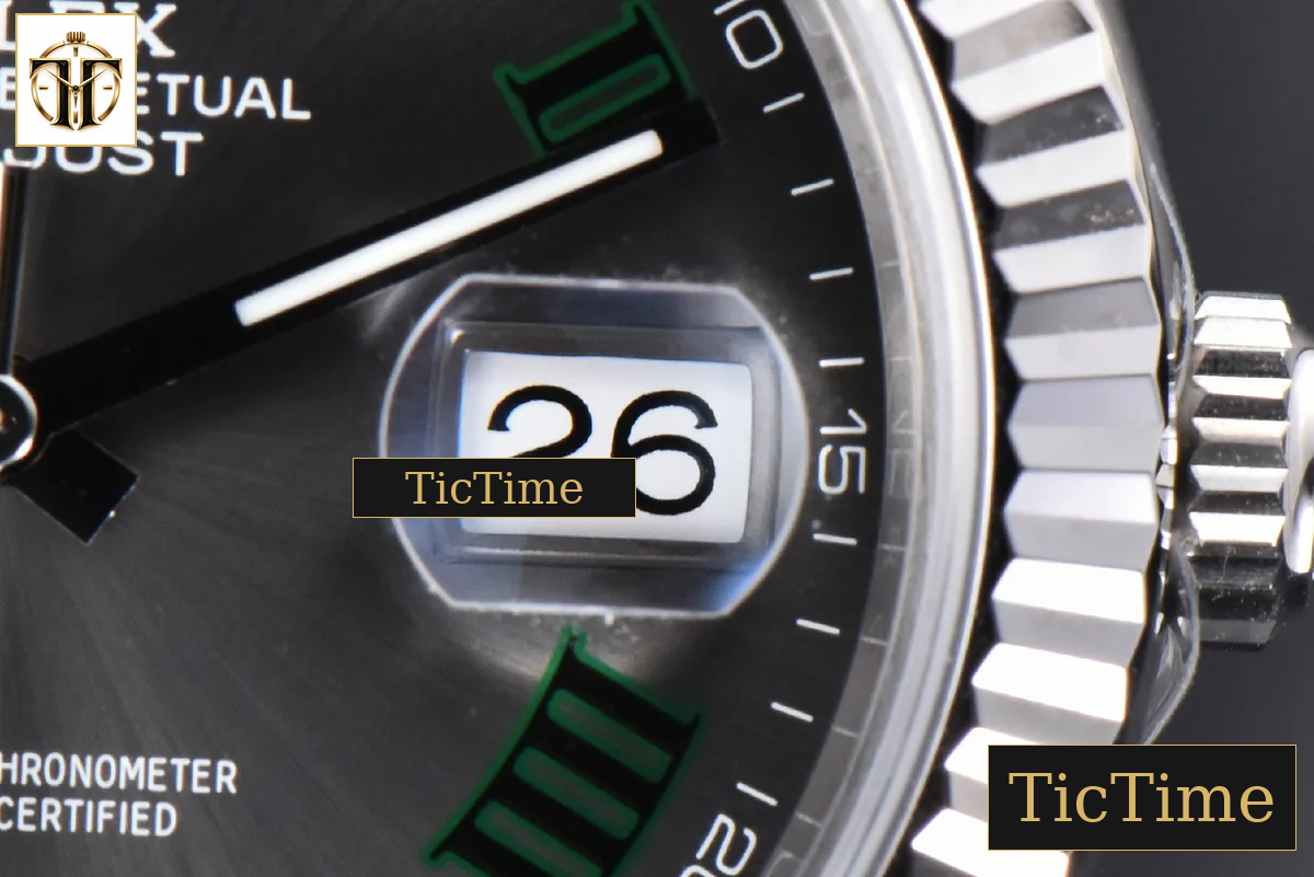 DateJust 904L Wimbledon 41mm VSF Gray Dial Green Marker Jubilee VS3235 — foto 15