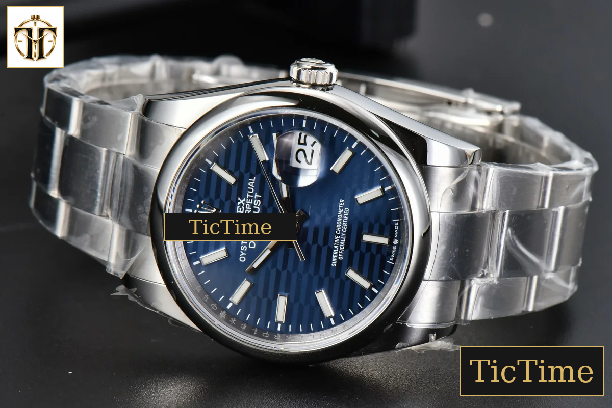 DateJust Smooth 36mm BPF Blue Motif Dial Oyster Bracelet A2824 — foto 16