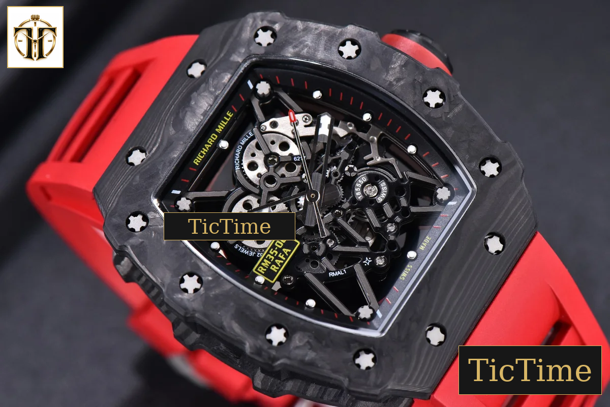 RM035-02 KVF Skeleton Dial Red Red Rubber Strap V3 Miyota8215 — foto 11