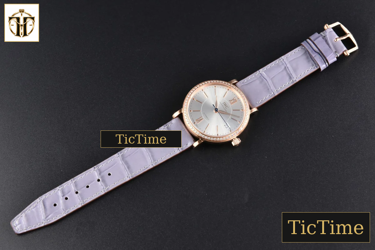 Portofino 37mm V7F RG Diamond Silver Dial RG Marker Grape Leather Strap A2892 — foto 32
