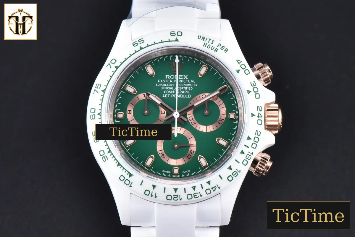 Daytona AET AETF White Ceramic Green Dial Ceramic Bracelet V2 SA4130 — foto 19