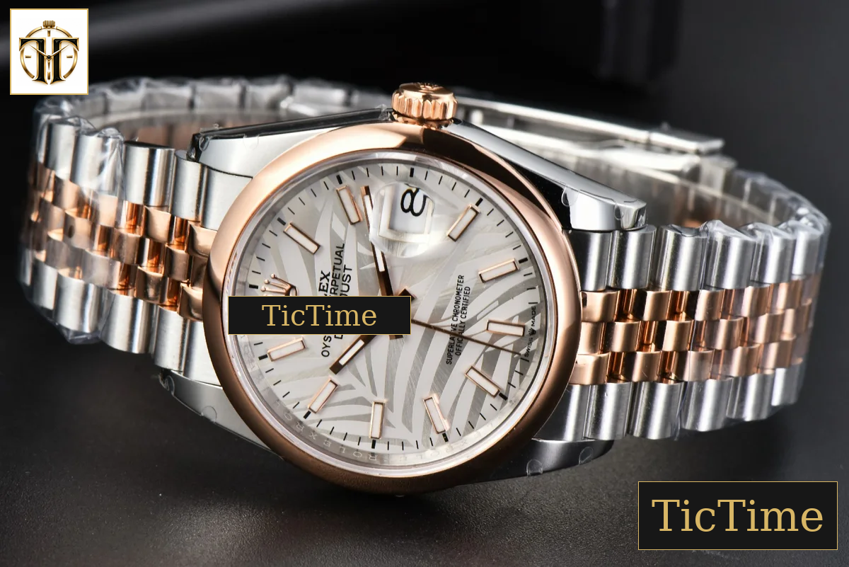 DateJust 36mm BPF RG/SS Smooth Bezel Silver Plam Dial Jubilee Bracelet A2824 — foto 14