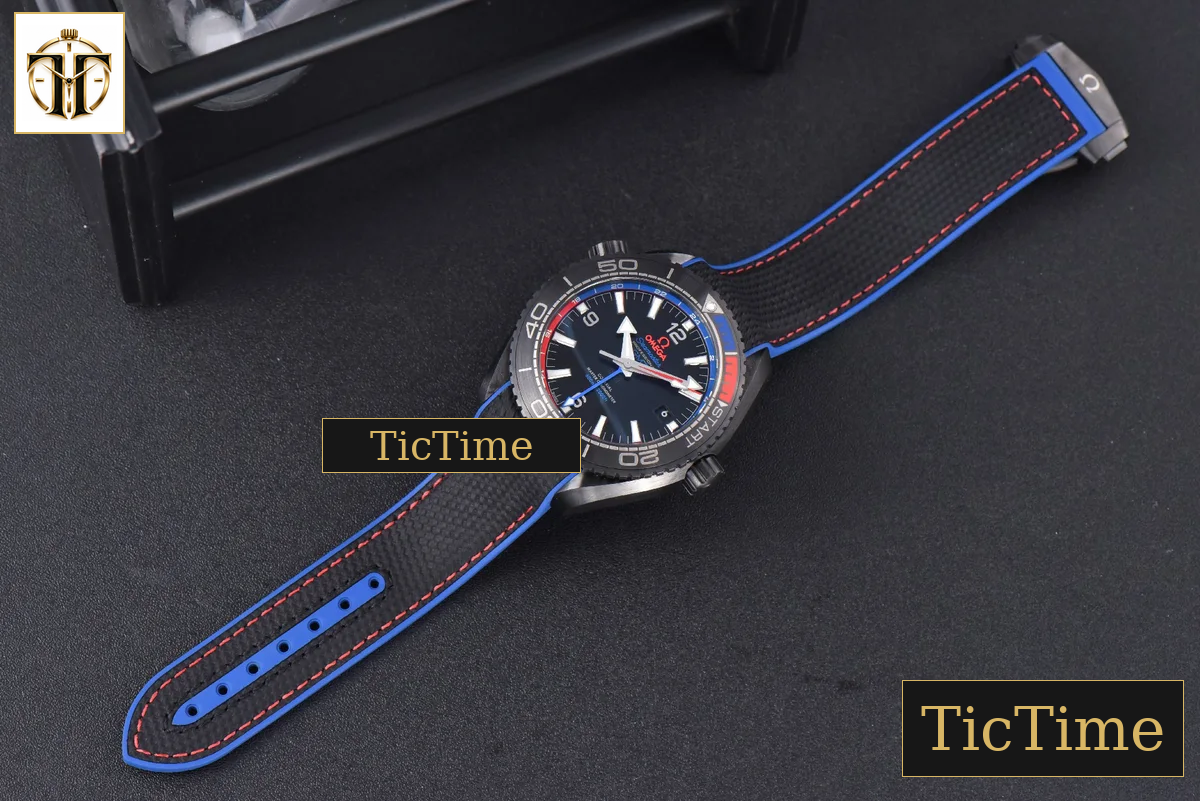 Planet Ocean 600m Deep 45.5mm VSF Black Ceramic Black Dial Blue/Red Bezel Rubber Strap A8906 — foto 29