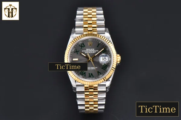 Foto frontal — DateJust 36mm VSF YG/SS Wimbledon Gray Dial Green Marker Jubilee VS3235