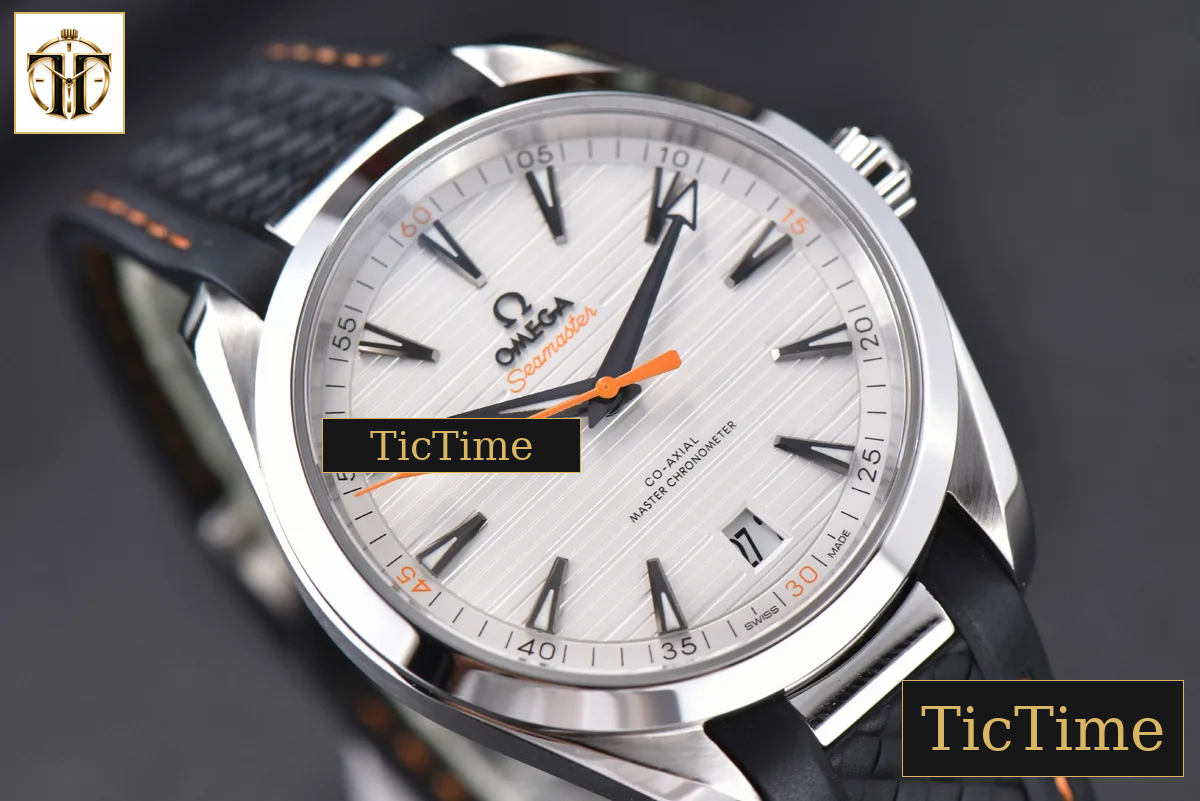 Aqua Terra 150M SeaMaster 41mm VSF White Dial Orange Hands Black Rubber Strap A8900 — foto 7