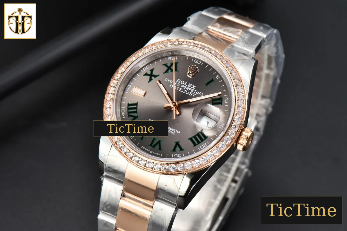 DateJust 36mm BPF RG/SS Diamond Bezel Gray Wimbledon Dial Oyster Bracelet A2824 — foto 4