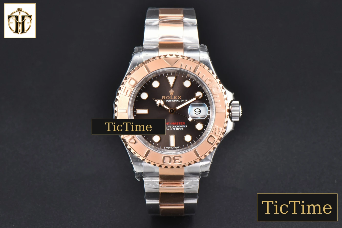 Vista frontal — Yacht-Master 116621 40mm VSF RG/SS Brown Dial RG/SS Bracelet VS3135