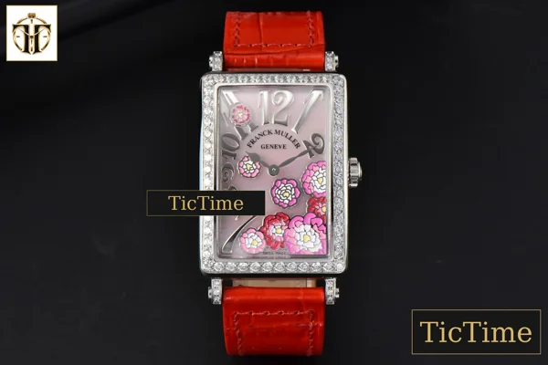 Foto frontal — Long Island Ladies 26mm ZF Diamond MOP Dial Red Leather Strap Swiss Ronda Quartz