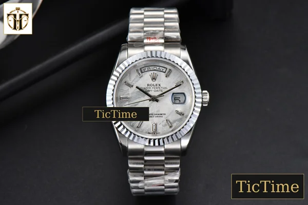 Foto frontal — Daydate Meteorite Dial 36mm GMF Diamond Marker SS Bracelet A3235