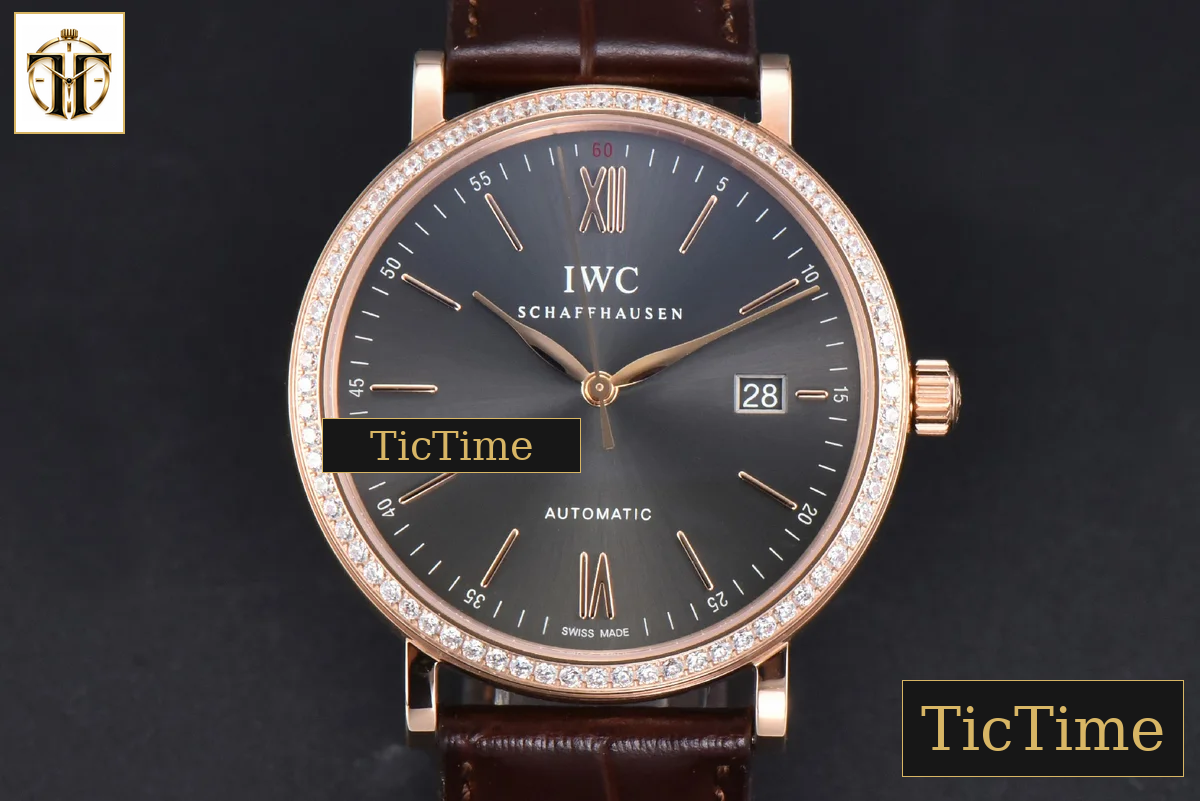 Portofino 40mm V7F RG Diamond Gray Dial RG Marker Brown Leather Strap A2892 — foto 2