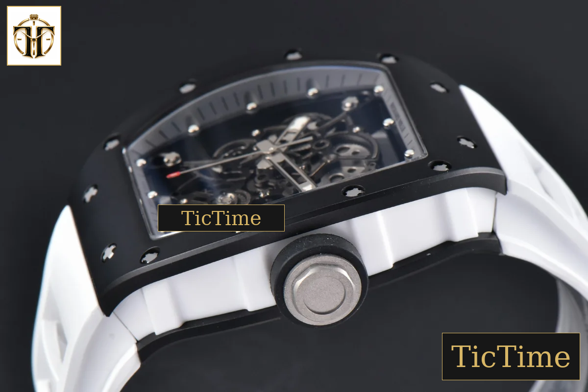 RM055 42.7mm BBRF Black Ceramic Black Skeleton Dial White Rubber Strap RMUL2 — foto 13