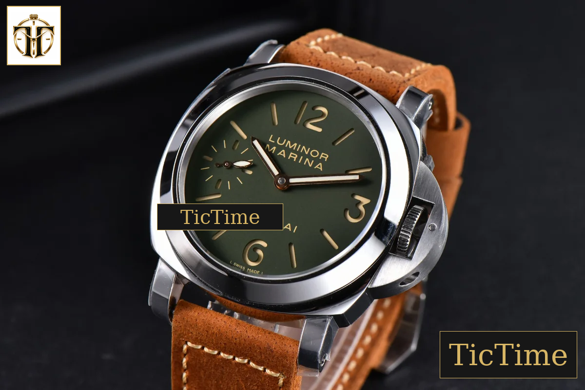 Luminor Marina PAM911 44mm Noob Green Dial Brown Leather Strap A6497 — foto 3