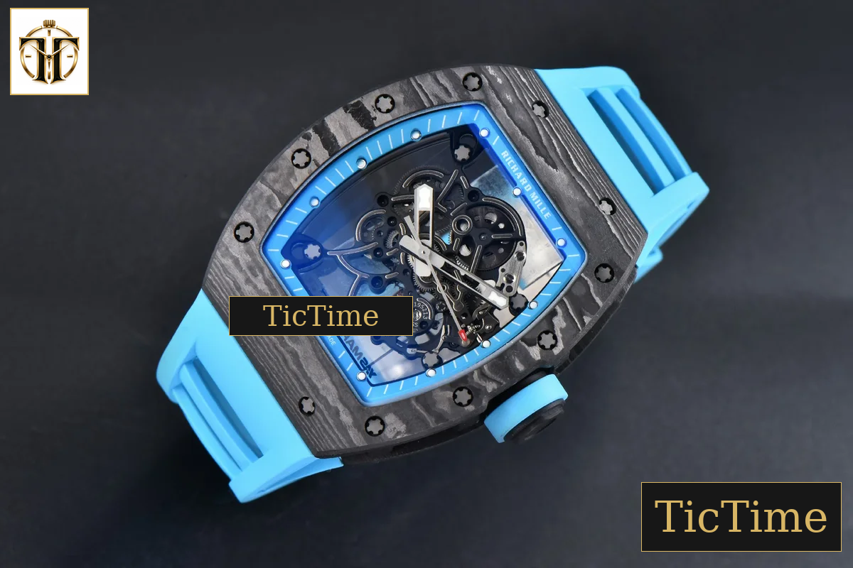 NTPT RM055 42.7mm APSF Blue Skeleton Dial Black Bezel Blue Crown Blue Rubber Strap RMUL2 — foto 3