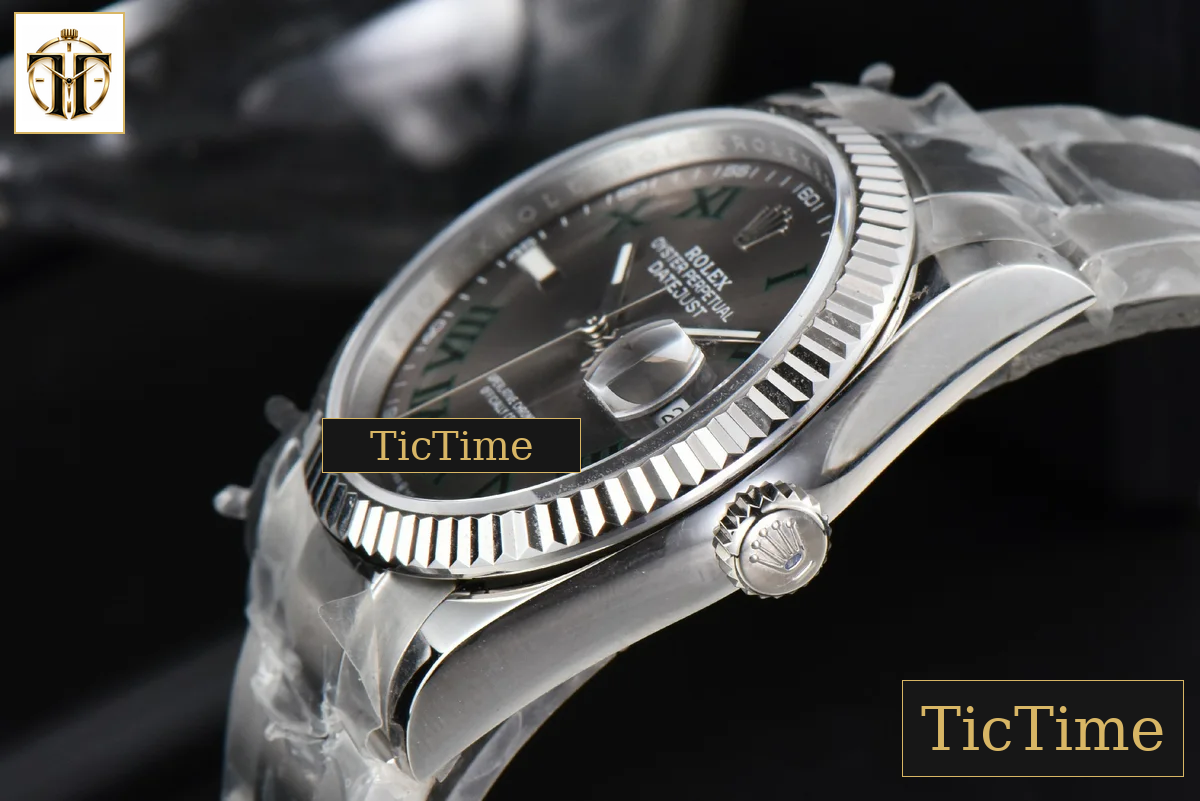 DateJust Wimbledon 36mm BPF Gray Dial Green Roma Marker Oyster Bracelet A2824 — foto 11