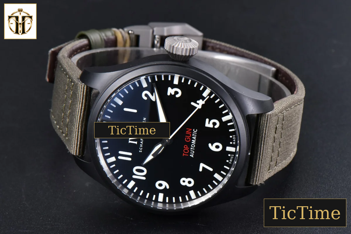 Top Gun IW326901 44mm M+F Ceramic Black Dial Green Nylon Strap A2892 — foto 11