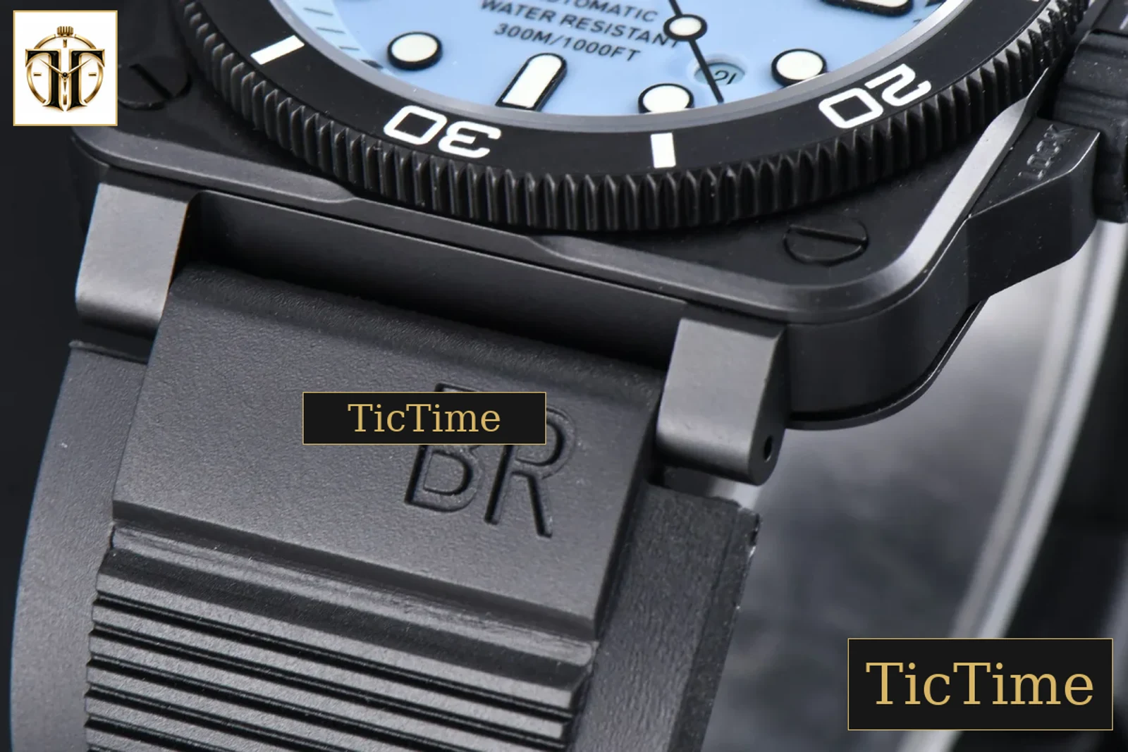 BR03-92 M+F Full Lume Ceramic Case Light Blue Dial Black Rubber Strap A2892 — foto 11