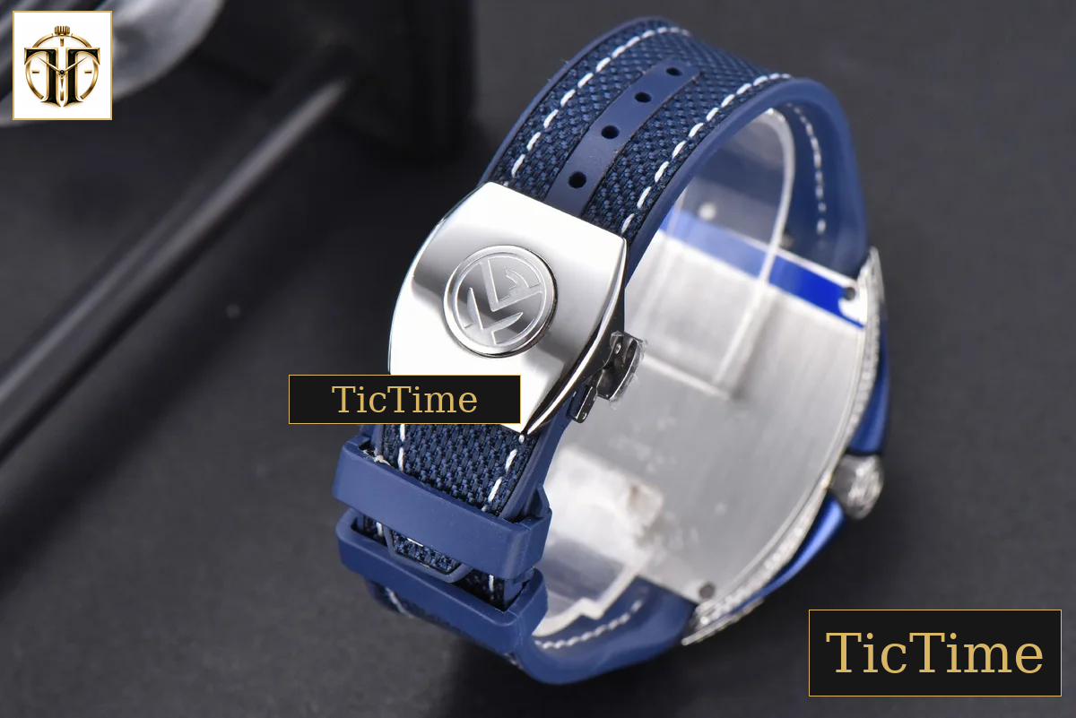 Vanguard V45 ZF SS Full Diamonds Blue Textured Dial Blue Rubber Strap Miyota 9015 — foto 27