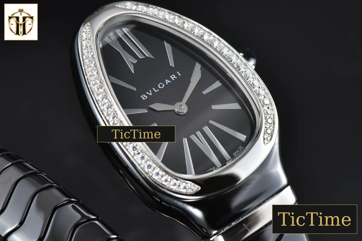 Serpenti Spiga 35mm BVF SS Black Ceramic Black Dial Diamond Bezel Quartz — foto 9