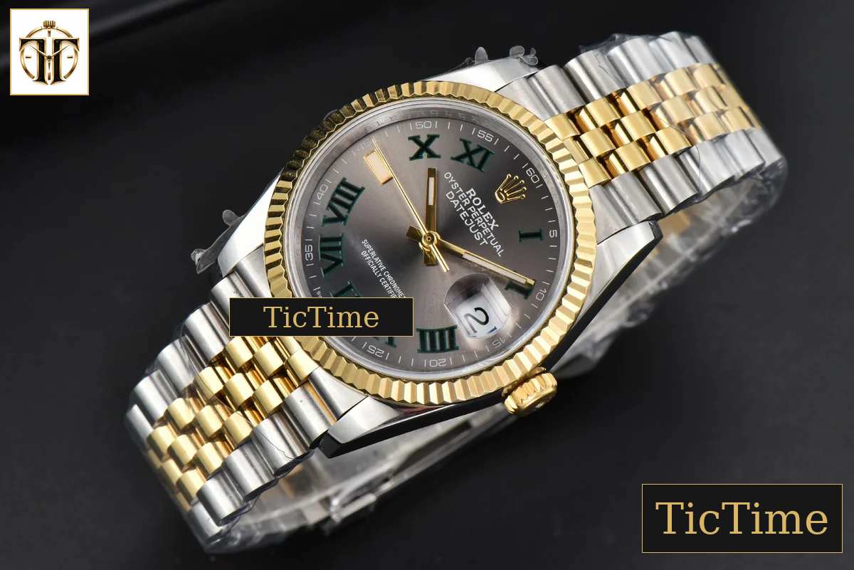 DateJust 36mm BPF YG/SS Wimbledon Gray Dial Green Roma Marker Jubilee Bracelet A2824 — foto 15