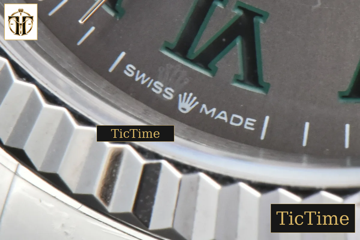 DateJust Wimbledon 36mm BPF Gray Dial Green Roma Marker Oyster Bracelet A2824 — foto 7
