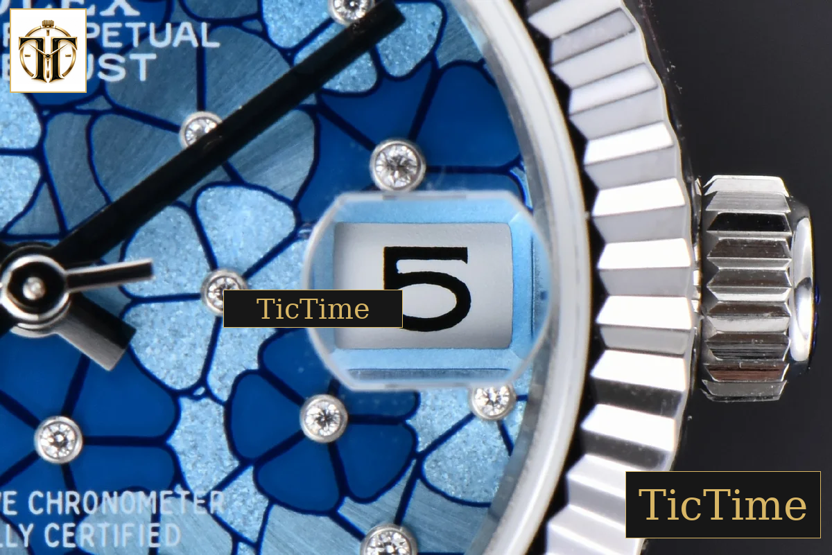 DateJust 904L Fluted Bezel 31mm GMF Blue Flowers Dial Jubilee Bracelet A2824 — foto 10