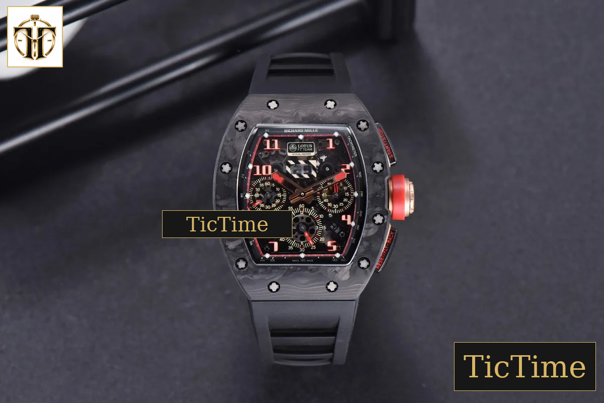 NTPT Chrono RM011 KVF Skeleton Dial RG Crown Black Rubber Strap V2 A7750 — foto 3
