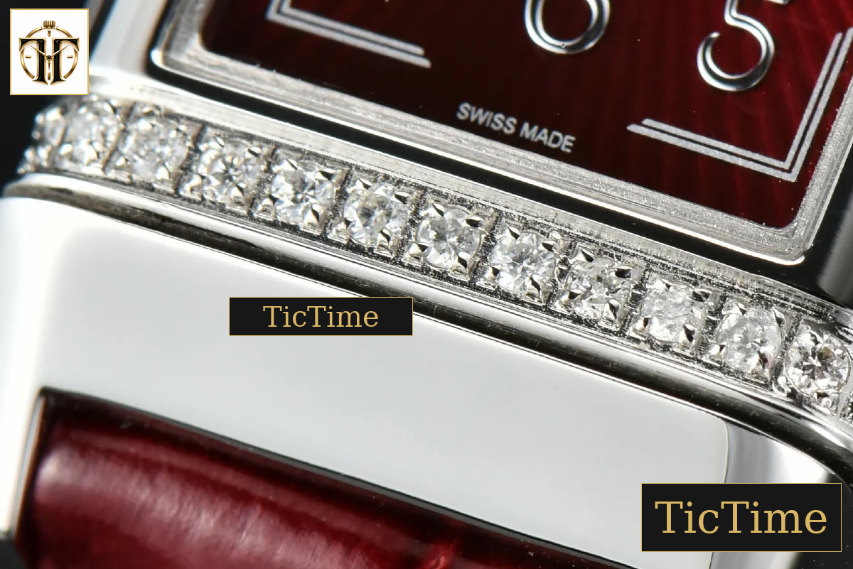 Reverso One 3288420 20mm IMF Diamond White Moissanite Red Leather Strap (wth CZ stones ) Swiss Quartz — foto 8