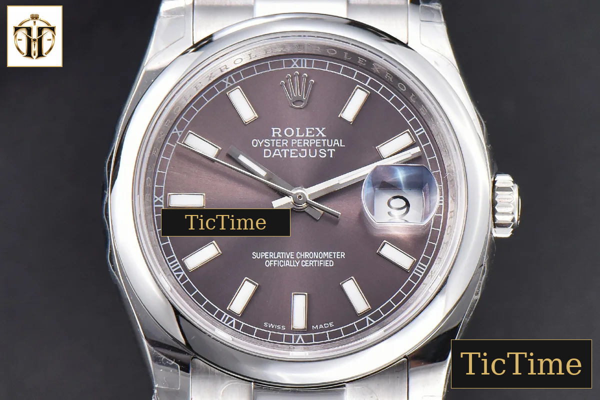 DateJust 36mm GMF SS Smooth Bezel Silver Dial Lume Marker Oyster Bracelet VR3235 — foto 16