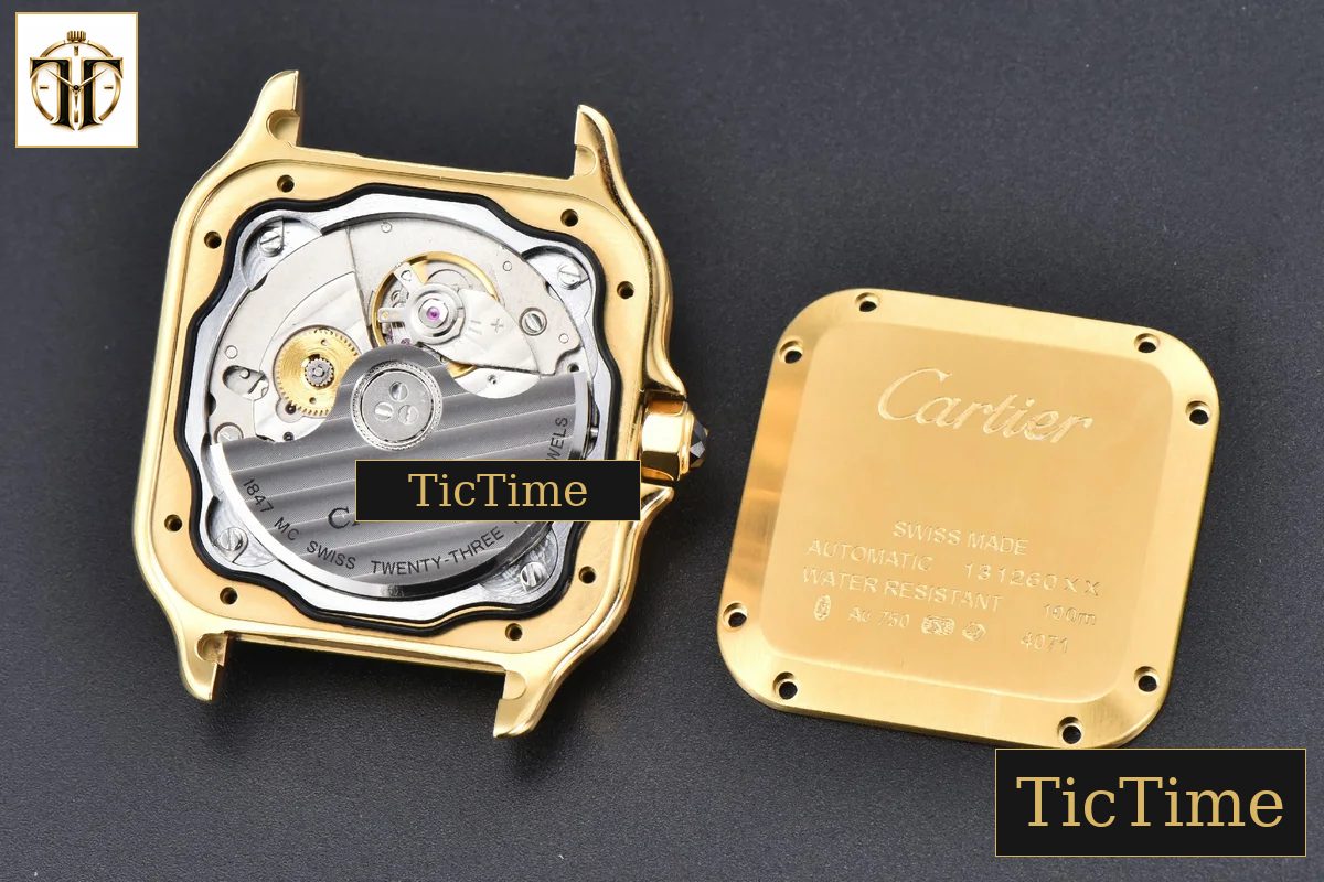 Santos de Cartier Medium 35mm AF YG White Dial Black Leather Strap Miyota 9015 — foto 16