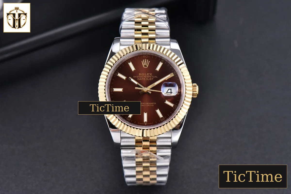Datejust 41mm GMF YG/SS Brown Dial Stick Marker Fluted Bezel Jubille Bracelet VR3235 — foto 3