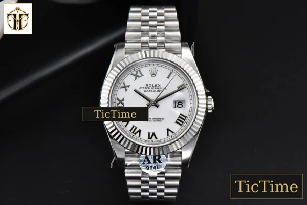 Foto frontal — DateJust 904L Fluted Bezel 126334 41mm ARF White Dial Roma Marker Jubilee Bracelet VR3235