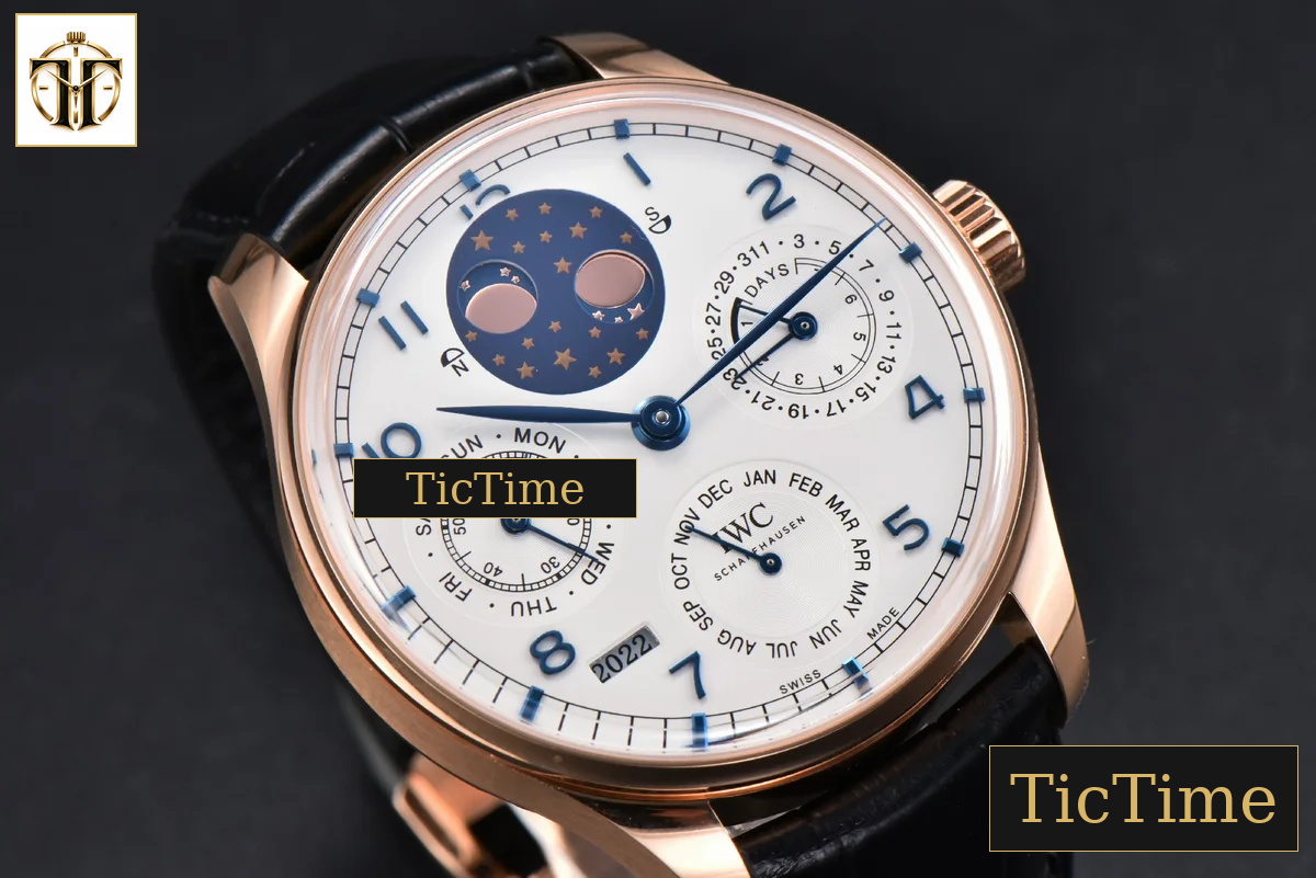 Portugieser Perpetual Calendar IW5033 42mm APSF RG White Dial Black Leather Strap A52610 — foto 13