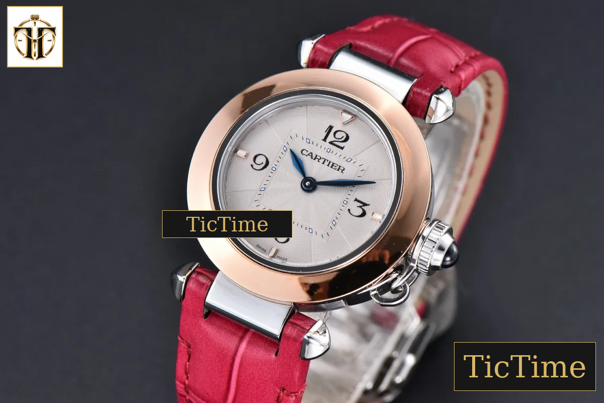 Pasha Ladies 30mm AF RG White Dial Rose Red Leather Strap Jap Quartz — foto 4
