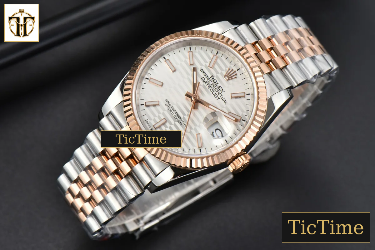 DateJust 36mm BPF RG/SS Fluted Bezel Silver Motif Dial Jubilee Bracelet A2824 — foto 15