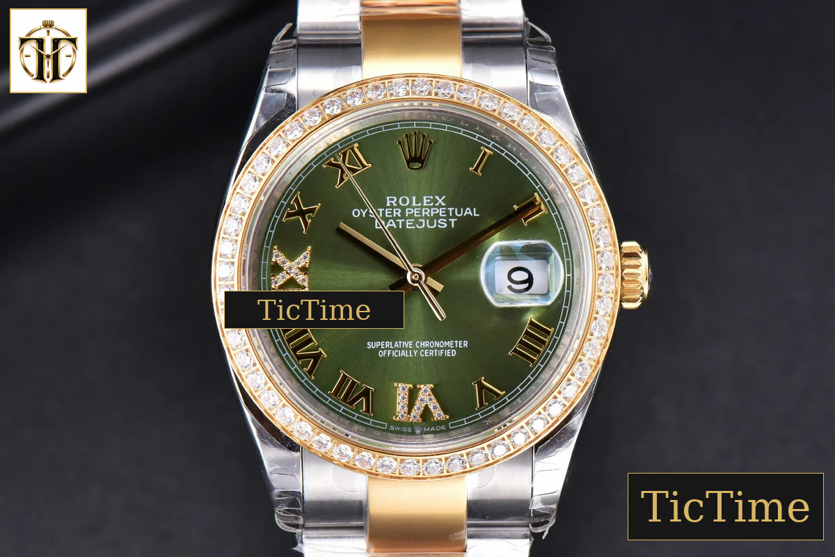 DateJust 36mm EWF SS/YG Green Dial Diamond Roma Marker Diamond Bezel Oyster Bracelet A3235 — foto 2