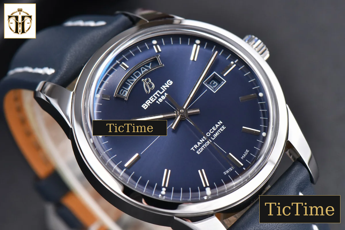 Transocean Day & Date 43mm V7F Blue Dial Black Leather Strap CA145 — foto 10
