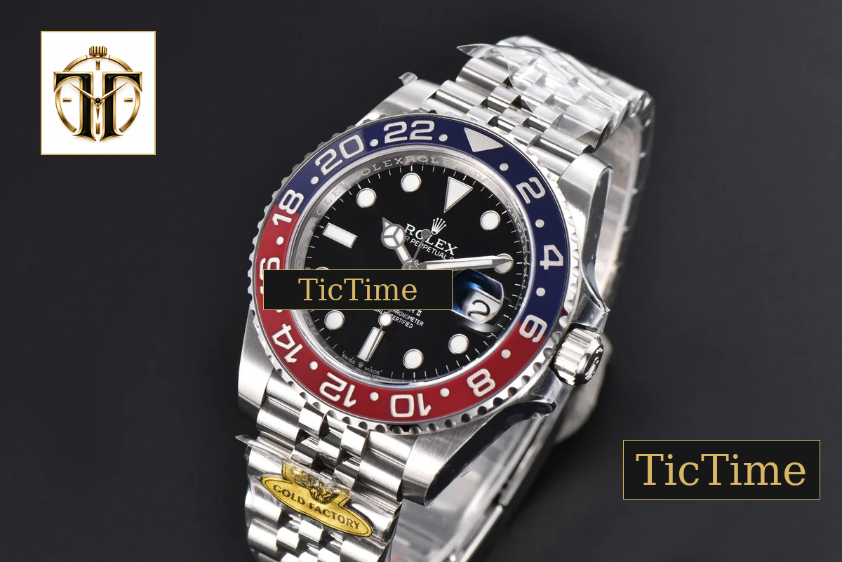 GMT Master BLRO Pepsi 126710 Gold Factory Red/Blue Bezel Jubilee Bracelet V4 — foto 5