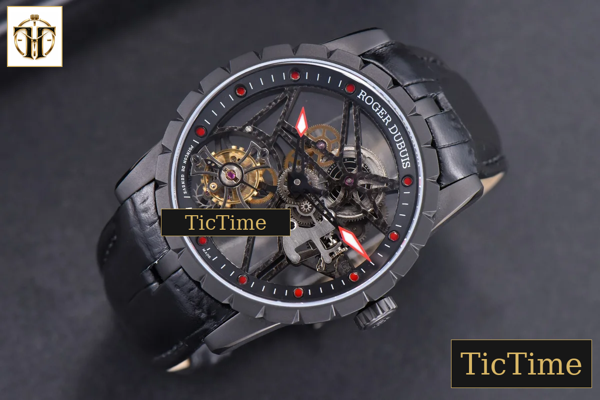 Excalibur Spider 47mm BBRF Skeleton Dial Black Leather Strap Flying Tourbillon Manual Wind — foto 13