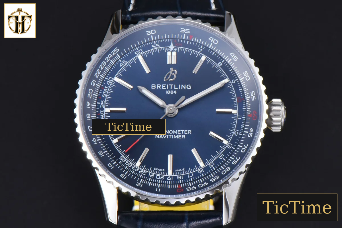 Navitimer Automatic 41mm BLSF SS Blue Dial Blue Leather Strap A2824 — foto 2
