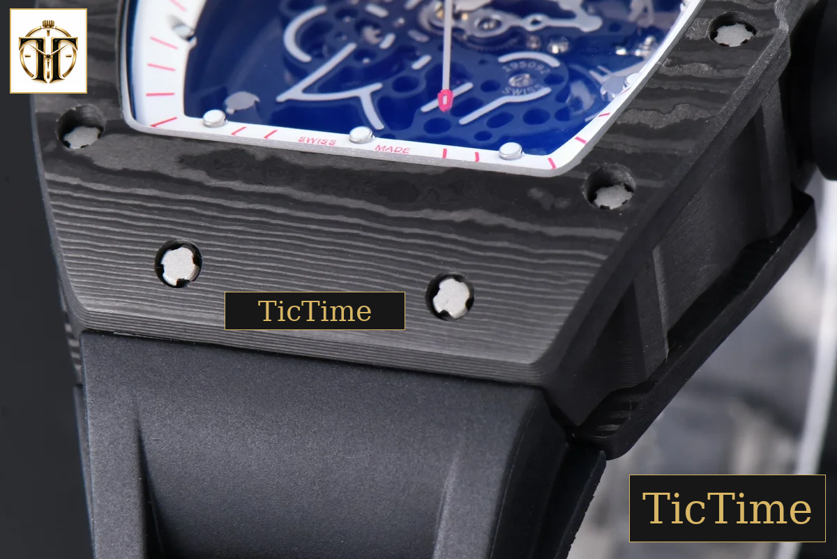 NTPT RM055 43mm ZF White/Red Bezel Black Crown Black Rubber Strap V6 RMUL2 — foto 12