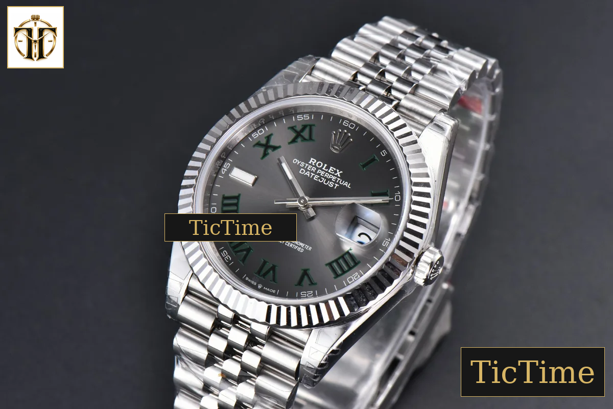 DateJust 904L Wimbledon 41mm VSF Gray Dial Green Marker Jubilee VS3235 — foto 5