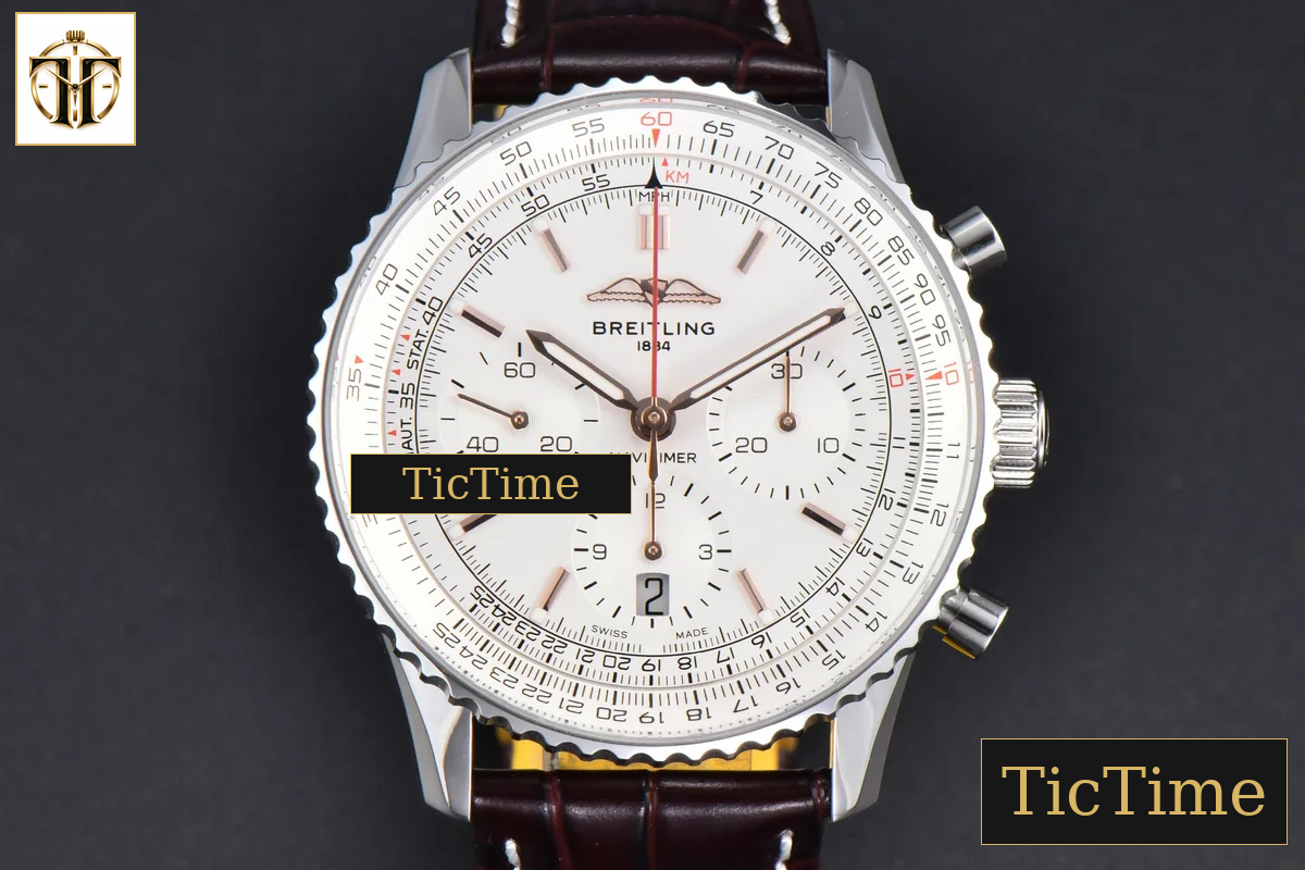 Navitimer B01 43mm BLSF White Dial Brown Leather Strap A7750 — foto 2