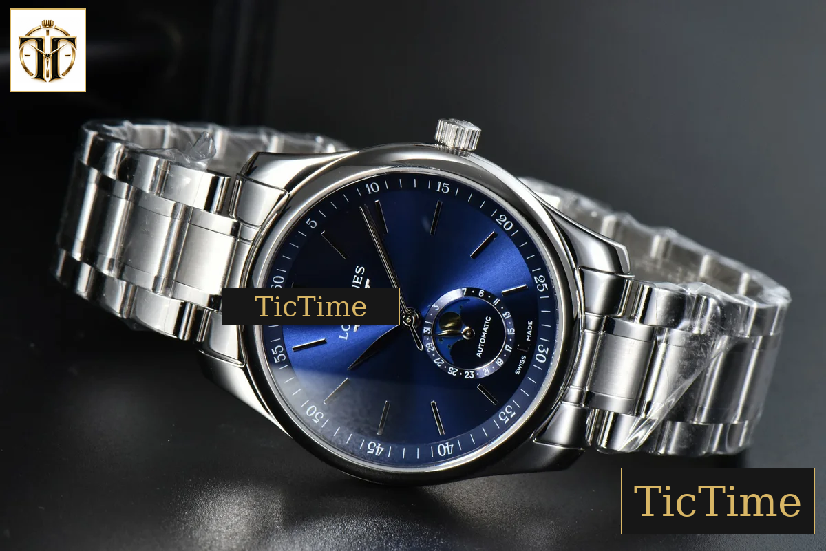 Master Moonphase 40mm GF Blue Dial Stick Marker SS Bracelet A899 — foto 4